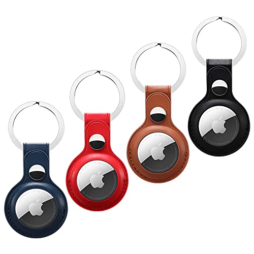 【4個セット2021改良】 AirTag ケース 堅牢で A-irTag 保護カバーカバーPUレザー軽量、耐衝撃性、完全保護...