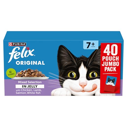 FELIX Original Senior 7+ Wet Cat Food - Mixed Selection - Jelly 40x85g