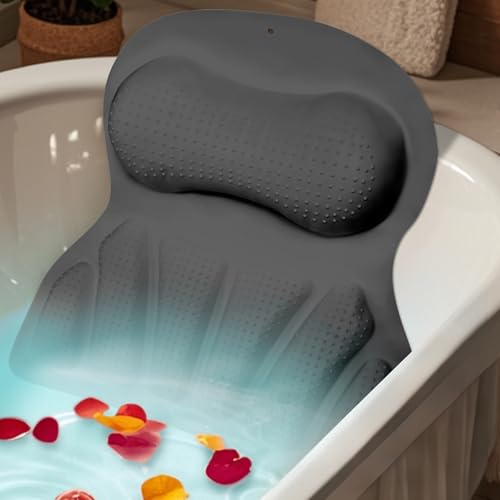 Almohadas de baño para bañera, almohada de baño de lujo para soporte de cabeza y cuello, almohada de silicona 4D con 35 ventosas antideslizantes, accesorios de baño, regalos de spa para mujeres y