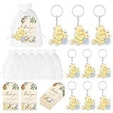 60 Pcs Winnie Baby Shower Set, 20 The Pooh Acrylic Keychains with 20 Thank You Tags 20 Organza Bags, Winnie Party Decorations, The Pooh Acrylic KeyChains for Baby Shower Gender Reveal Party Favors