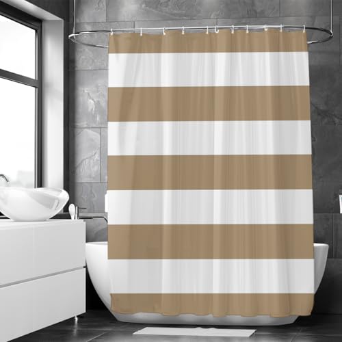 Loti Living Schimmelresistenter, wasserdichter Duschvorhang 180 x 200 cm, Sand, Polyester inkl. Ringe
