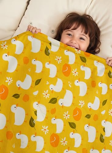 Image of FRESH FROM LOOM Rotary Printed Micro Fiber Comforter | Dohar | Quit | Single Bed | Double Weaved | Washable | Hypoallergenic Skin Friendly (Yellow-Duck | 60x90 Inches, Single Bed)