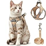 Zelvian Cat Harness and Lead Set for Outdoor Walking, Escape Proof Cat Harnesses with Dual D-Rings and Safe Leash, Soft Adjustable Reflective Mesh Kitten Harness for Small Cat & Puppy (Beige, S)