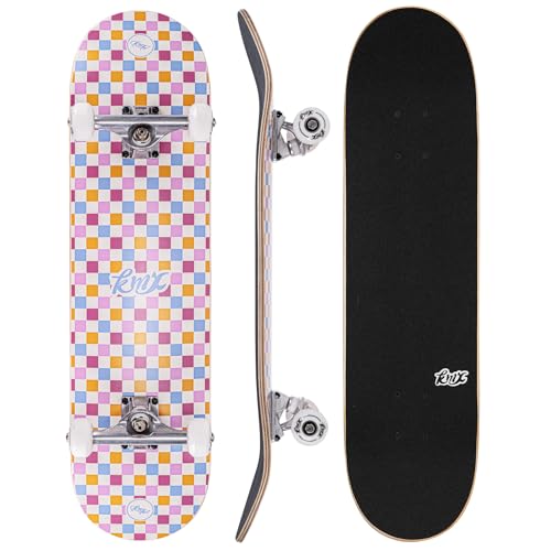 Arrow Board - 31 Zoll Profi Skateboard für Kinder, Anfänger, Jungen, Erwachsene, Mädchen. Kanadisches Ahornholz, Double Kick Concave-Deck | Profi Achsen | Cruising und Tricks(Rosa Pastell)