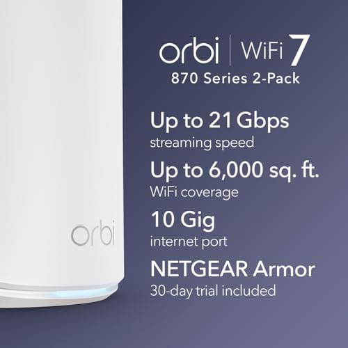 NETGEAR Orbi 870 Series WiFi 7 Mesh System, Up to 6,000 sq ft., 2 Pack - image 2