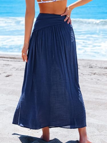 CUPSHE Women's Sarong Coverups High Slit Swimsuit Cover Up Ruched Waist Beach Wrap Skirt Long Flowy Summer Coverup2
