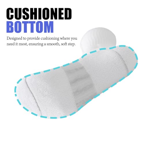 JOYNÉE 12 Pairs Mens Athletic Crew Socks Cushioned for Men Sports Running-Arch Support,White,Sock Size:10-133
