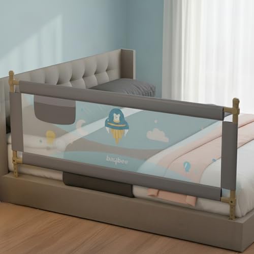 Image of BAYBEE Bed Rail Safety Guard for Kids | Bed Railing for Baby Safety Fence with 7 Level Height Adjustable & Portable Bed Side Protector from Baby Falling Guard (6Ft, 1 Side, Grey)