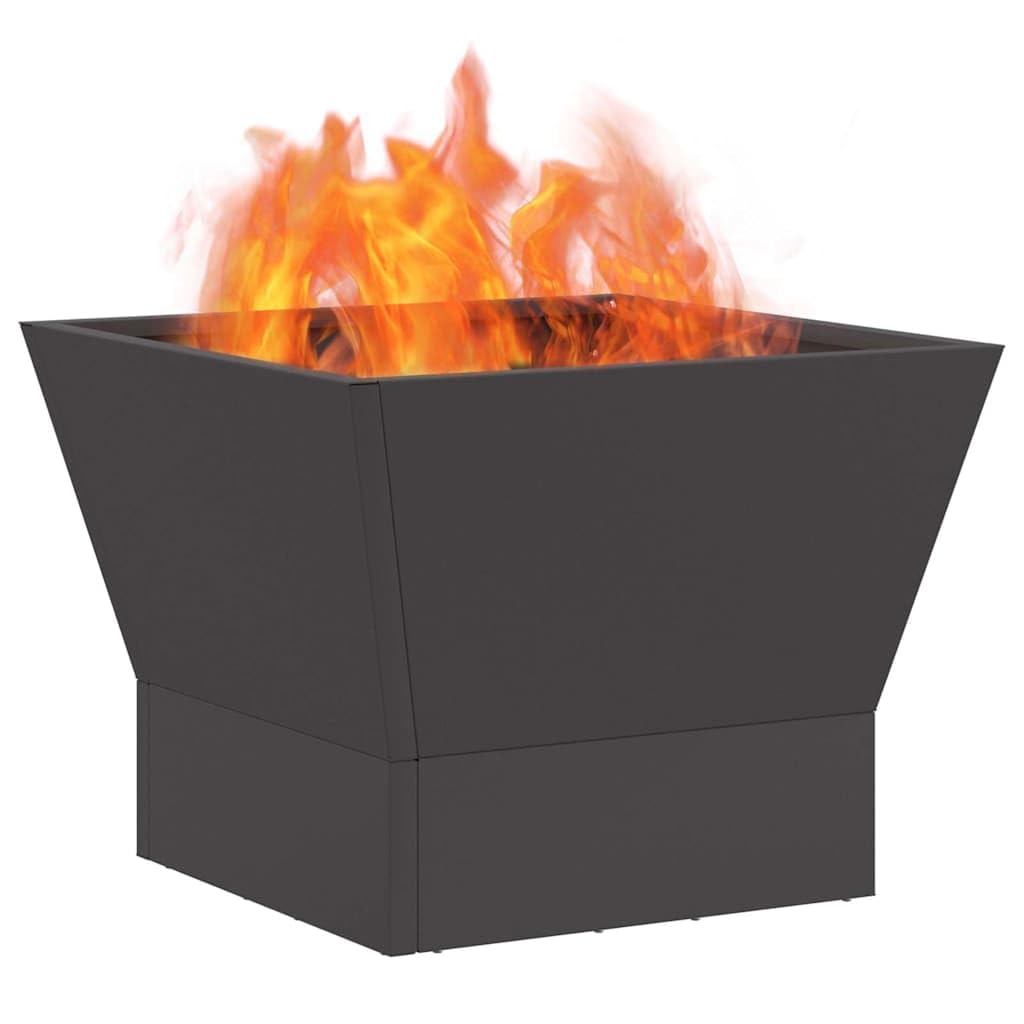 Brasero negro 40 x 40 x 35 cm de acero para jardín, terraza, balcón, chimenea de acero, aspecto con calor para noches acogedoras al aire libre