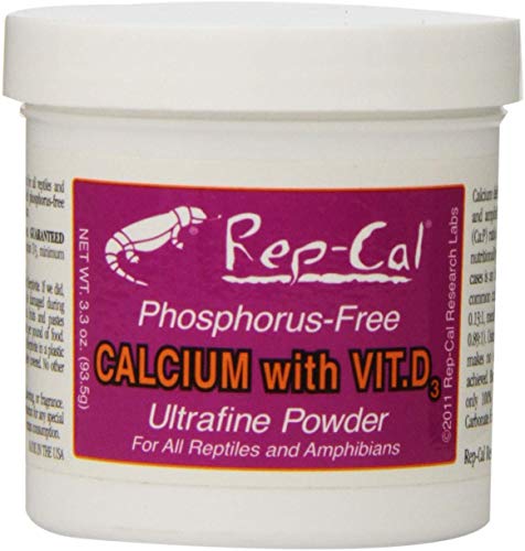 Rep-Cal Phosphorus Free Calcium with Vitamin D3 - Ultrafine Powder 3.3 oz - Pack of 4