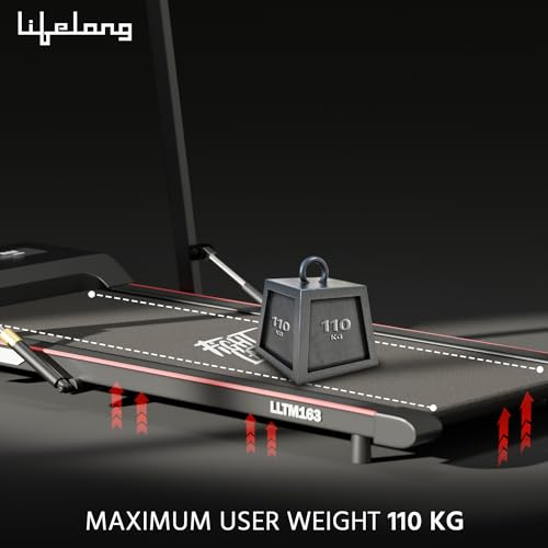Lifelong Walking Pad Treadmill for Home 2.5Hp Peak Dc Motor- Foldable Under Desk Treadmill-Walking Machine at 8Km/Hr Speed with Led Display-Cardio Equipment for Home Gym 110Kg Capacity(Lltm163),Black - Image 7