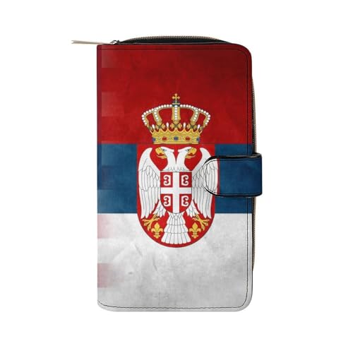 U.S.A. Serbian Flag Long Wallet for Women Men Purses Coin Pouch Credit Card Holder Organizer
