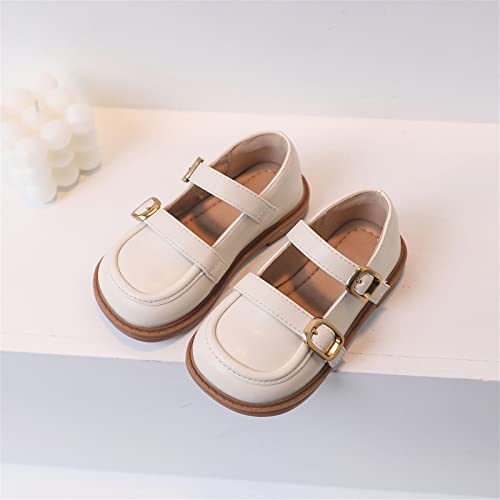 Toddler Girls Mary Jane Shoes Little Kid Comfortable School Shoes PU Leather Dress Shoes for Big Kid (White, 13.5 Little Kids)2