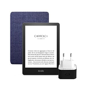 Kindle Paperwhite Essentials Bundle con Kindle Paperwhite (8 GB, senza pubblicità), Custodia Amazon in tessuto e Caricabatterie USB Amazon PowerFast (9 W)