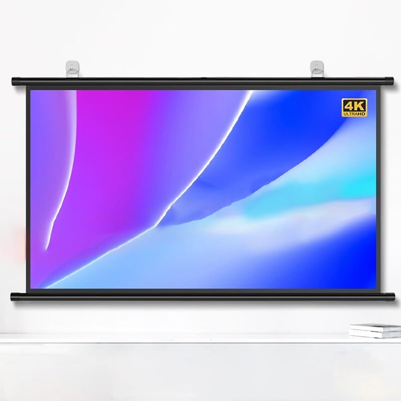 Schermo di Proiezione Pieghevole 4k HD Telo Proiettore Portatile 4:3/16:9, Senza Pieghe Schermo Videoproiettore per Home Cinema Cinema Esterno(60inch-16:9)