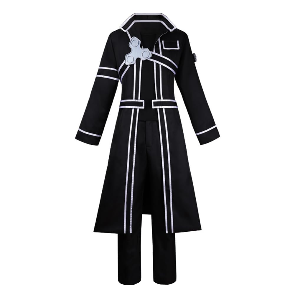 Anjinguang Kirito Cosplay Costume Black Uniform Coat Men Outfits Halloween Cosplay Fancy Dress Gift for Anime Fans