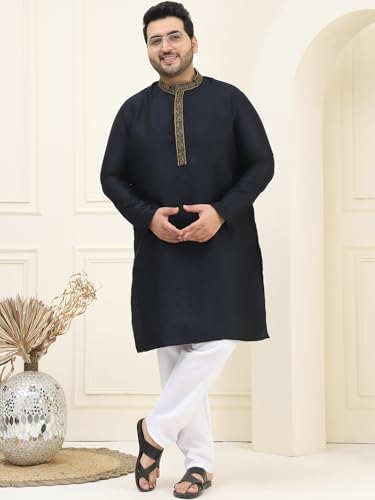 Image of SOJANYA Plus(Since 1958), Men's Silk Blend Self Design ONLY Long Kurta