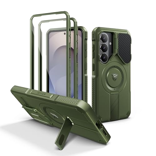 Image of Dexnor for Samsung Galaxy S26 Case with Camera Cover & Adjustable Kickstand & Screen Protector, Compatible with MagSafe, Rugged Shockproof Bumper Cases Magnetic Protective Cover(2026),6.3 inch,Army Green