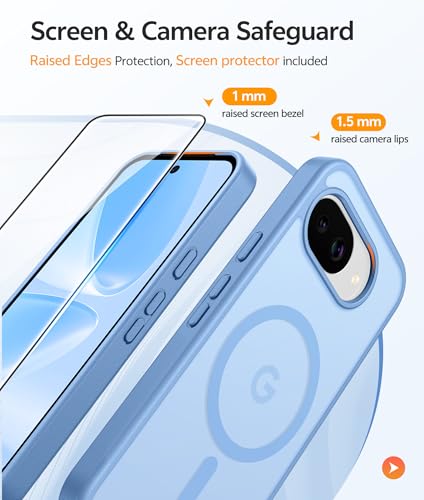 Image of FNTCASE for Google Pixel 10a Case: [Compatible with Magsafe] Translucent Matte Cases with [Screen Protector] Military Grade Shockproof Protective Magnetic Phone Cover for Pixel 10A - Light Blue