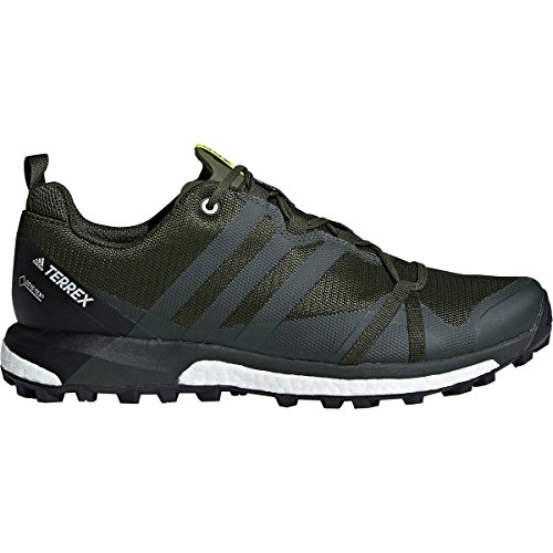 adidas Men's Terrex Agravic GTX Hiking Shoe - Base Green/Base Green/Shock Yellow 8.5