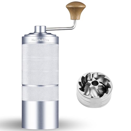 Molino manual de café newlukpro m6, molino de Burr de café con 24 configuraciones de molienda, núcleo de molienda hexagonal afilado, molino de café portátil adecuado para viajes de oficina y Camping