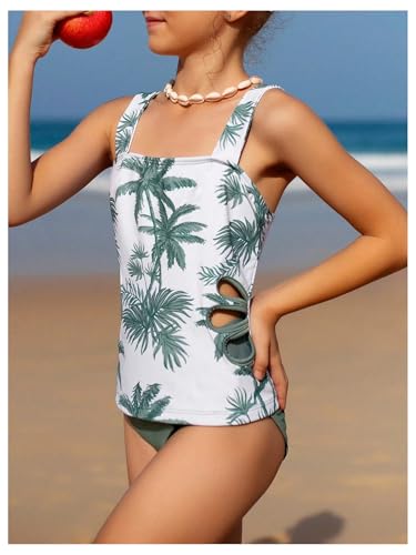 SOLY HUX Girl's Swimsuits Tropical Print Cutout Tankini Set 2 Piece Summer Bathing Suits4