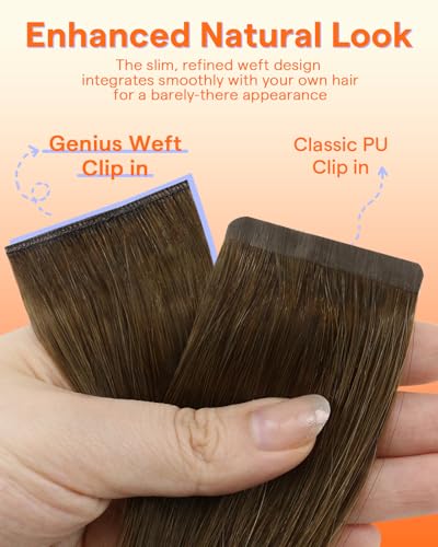 Image of Full Shine Seamless Clip in Hair Extensions Medium Brown 22 Inch 150g 7pcs
