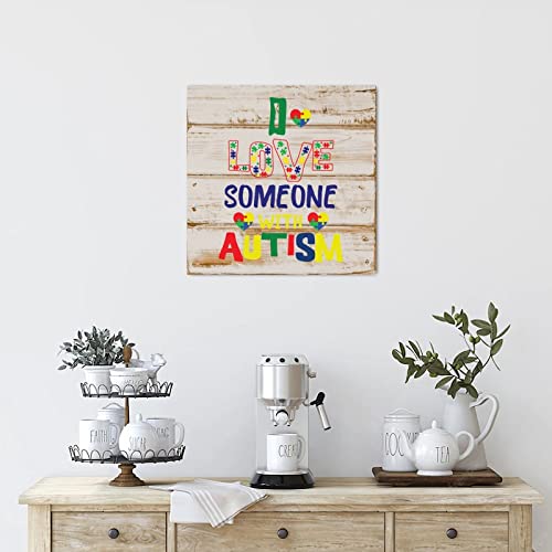 Panneau en bois I Love Someone With Autism panneau mural adulte autiste