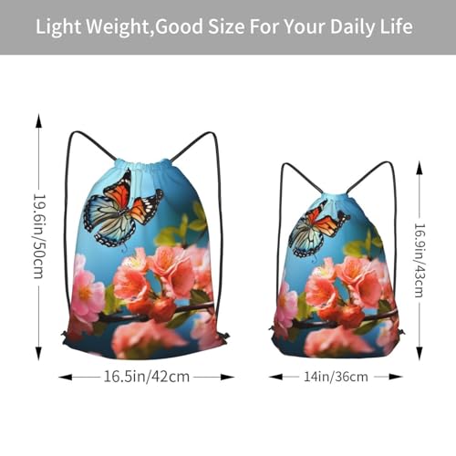 Drawstring Bag for Women Lightweight Sports Gym Bag Butterfly With Flowers Soccer Backpack for Travel3