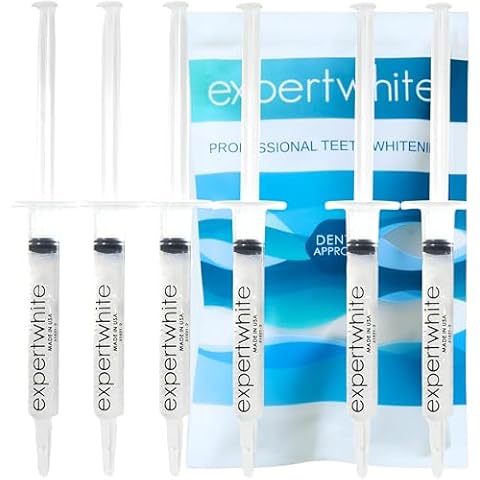 Expertwhite Teeth Whitening Gel Refills (6-gels). Made USA. 44 percent Carbamide Peroxide Tooth Bleaching Gel bleach For Invisalign style trays, Dental Grade Tooth Whitener. 6 syringes Cover
