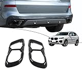 Stainless Steel Exhaust Muffler Tailpipe Trim Cover For BMW X5 X6 X7 G05 G06 G07 2019-2022 Car Tail Pipes Exhaust Pipe Muffler Decorative Frame (Gloss Black)