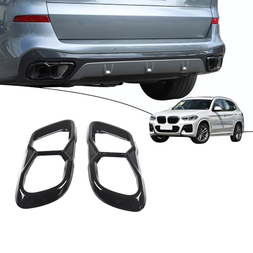 Stainless Steel Exhaust Muffler Tailpipe Trim Cover For BMW X5 X6 X7 G05 G06 G07 2019-2022 Car Tail Pipes Exhaust Pipe Muffler Decorative Frame (Gloss Black)