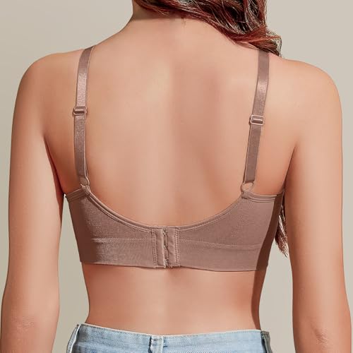 Image of Eleplus 3 Pieces Deep V Wireless Bras for Women Seamless Comfy Bralettes Lightly Lined Multicolors Pack