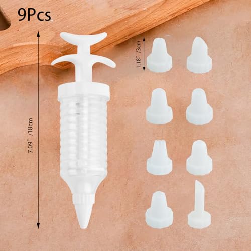 Image of Cake Decorating Gun with 8 Piping Tips, Cupcake Icing Piping Kit, Cake Decorating Kit for Cake Cookies Decoration