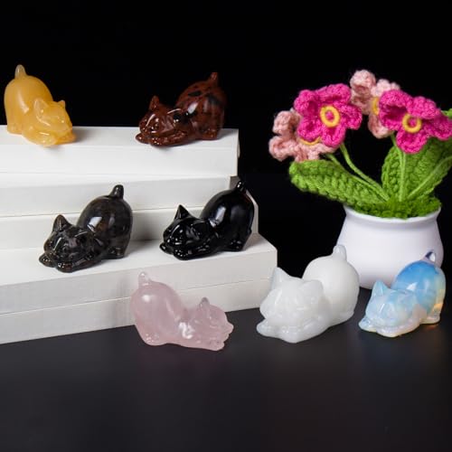 Figura de Gato de Obsidiana Negra de 2 Pulgadas miniatura 6