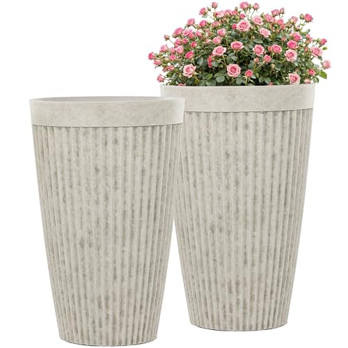Ultym 20' Resin Tall Planters for Outdoor Plants,Set of 2 Vintage...