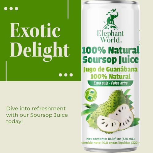 Image of ELEPHANT WORLD 100% Natural Juices | Assorted Superfruits | Soursop-Mango-Guava-Lychee | NO Sugar added | NOT From Concentrate | NON GMO | 12 Pack, 320 ML Each