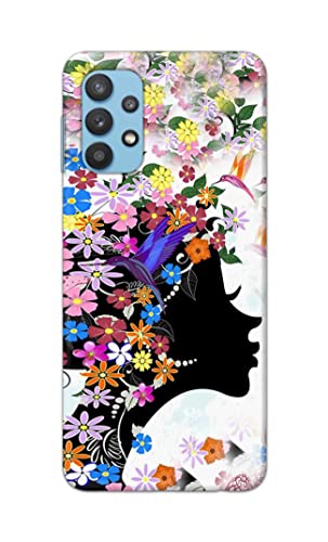 Image of Printed Hard Back Cover Case for Samsung Galaxy A32 4G Back Cover (Floral Hairstyle Girl) -1803
