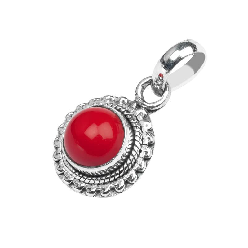 Miniatura 2 de Coral Stone Pendant, Handmade 925 Sterling Silver Pendant, Silver Gemstone Pendant, Bohemian Jewelry, Sterling Silver Pendant for Women, Anniversary