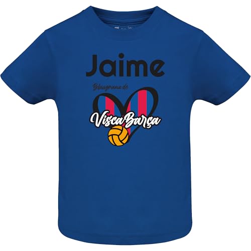 QCM PRODUTOS PERSONALIZADOS Camiseta de Bebé con Diseño de Equipo de Fútbol | Nombre Personalizado | Equipo Favorito | 100% Algodón (FR/ES, Edad, 2 años, Royal, Barcelona)