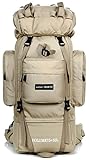 IX INOXTO 85L Lightweight Internal Frame Hiking Backpack for Men Women, Waterproof Travel Camping Backpack with Rain Cover (Khaki)