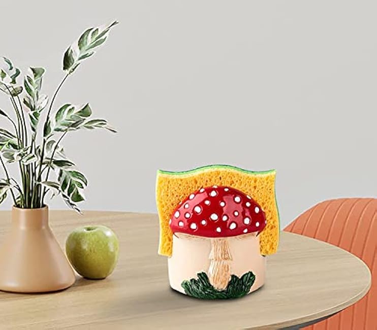 Mushroom Kitchen Sponge Holder Ceramic Sponge Dish Red Sponge Holder For Kitchen Sink Caddy Decor For Kitchen Kitchen Sink Accessories Sponge Holder
