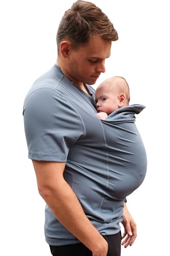 Image of Lalabu The Dad Shirt | Hands-Free Baby Carrier for Dad with Kangaroo Pouch | Engineered for Bonding, Safety, & Comfort for Newborns Up to 15 Lbs. | CPSC Compliant
