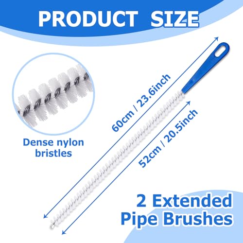 Quelcc 2 PCS Abflussbürste, 60cm Abflussreiniger Bürste, Reinigungsbürsten für Abwasserkanäle, Abflussreiniger Sticks, Abflussreiniger Haare für Kanalisation,Küche,Waschbecken,Badewanne