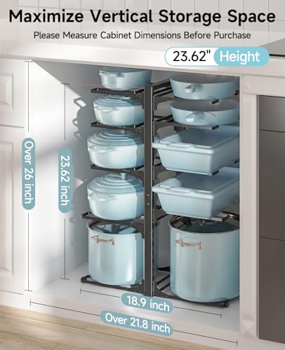 Image of MUDEELA 10-Tier Pots and Pans Organizer Rack, 23.62 inch H for Cast-iron Pans