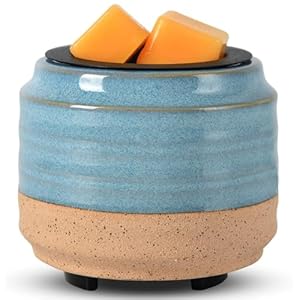 Mocosa Ceramic Wax Melt Warmer,2 in1 Candle Wax Warmer Fragrance Warmer for Wax Cubes,Wax Melter Perfect Christmas Gifts for Mom Women(White Brown)