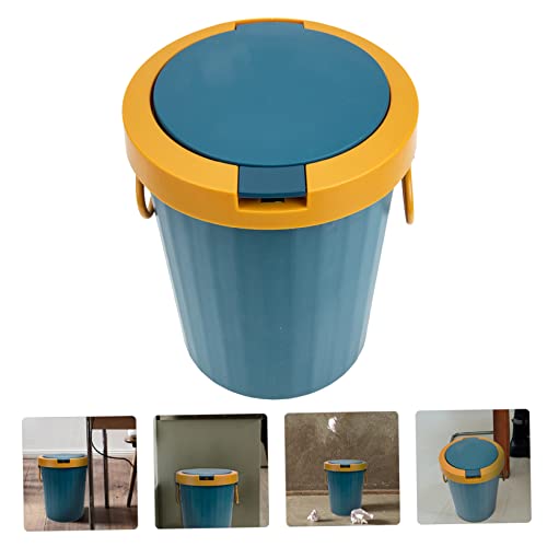 Caneca pequeña azul con tapa hermética para basura miniatura 7
