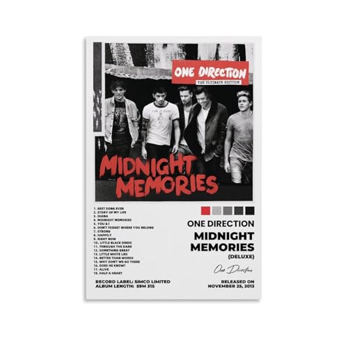 LRXDECOR One Direction-midnight Memories, póster de lienzo de moda, diseño vintage estético para pared, decoración moderna del hogar, dormitorio, 30 x 45 cm, sin marco