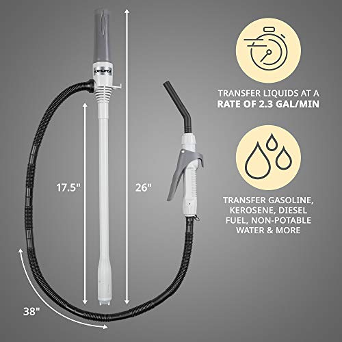 Image of Deway Fuel Transfer Pump, WAYPUMP08, Battery Powered, 2.4 gpm, Gray, Large
