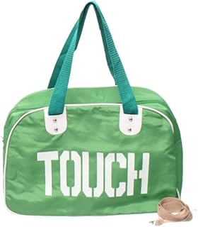 شنطة يد كبيرة متعددة الأغراض مقاومة للماء بمقابض قوية وجيب داخلي بسوستة وتصميم مطبوع حديث مصنوعة خصيصا للبالغين - لون أخضر فاتح وأبيض